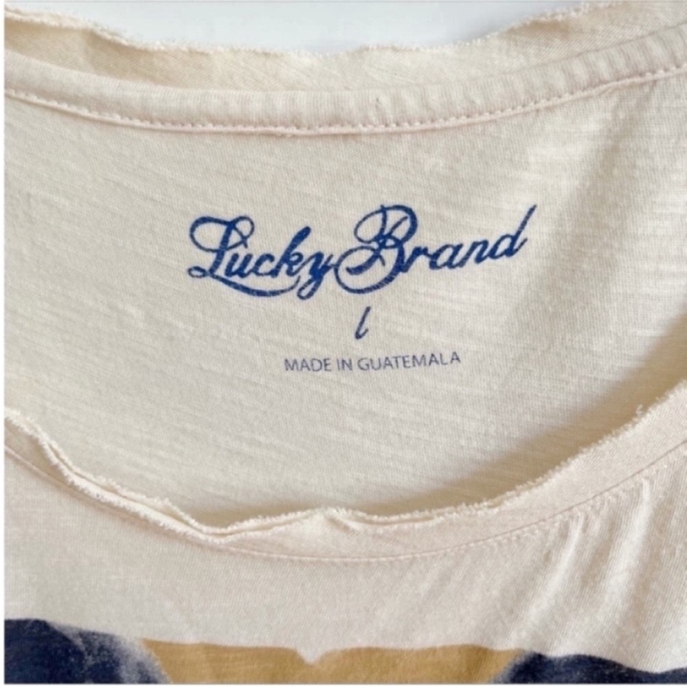 Lucky Brand t-shirt cream blue southwestern geometric long sleeves cotton - Picture 5 of 7